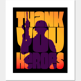 Thank You Heroes Soldier with Weapons Posters and Art